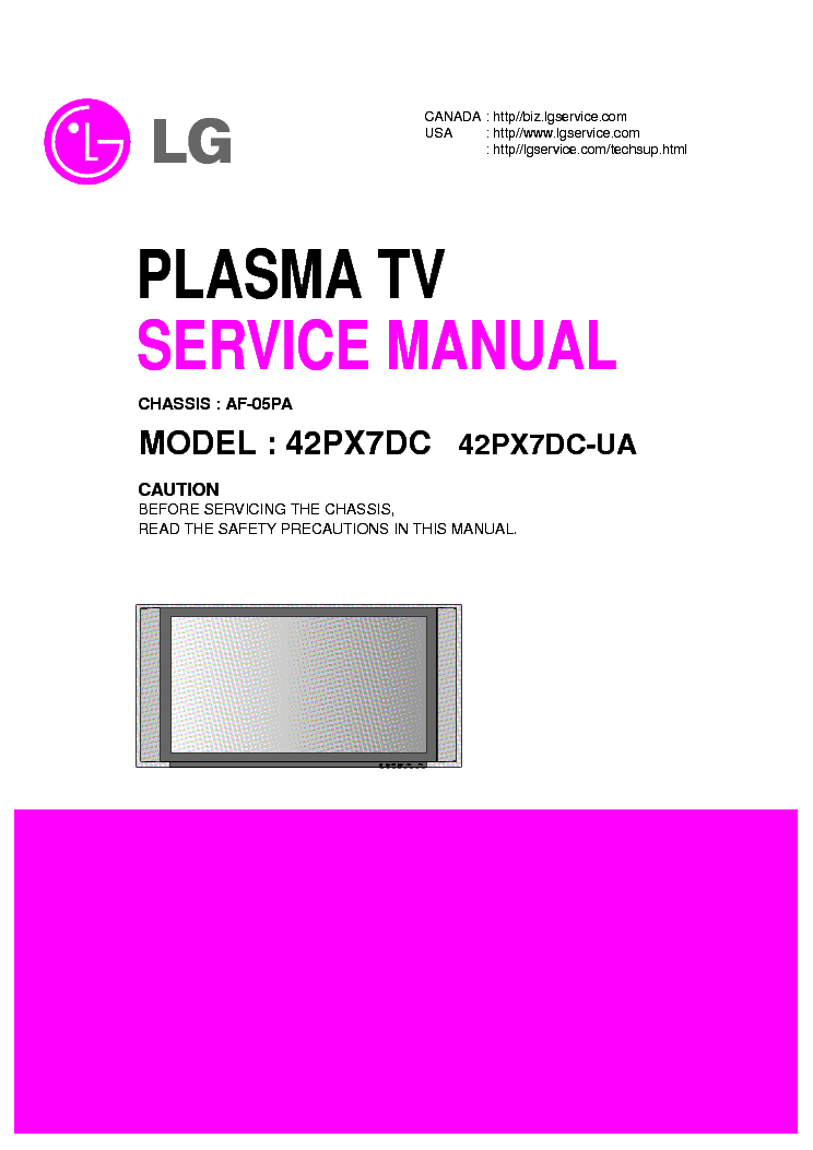 LG 42PX7DC UA CHASSIS AF-05PA SM service manual (1st page)