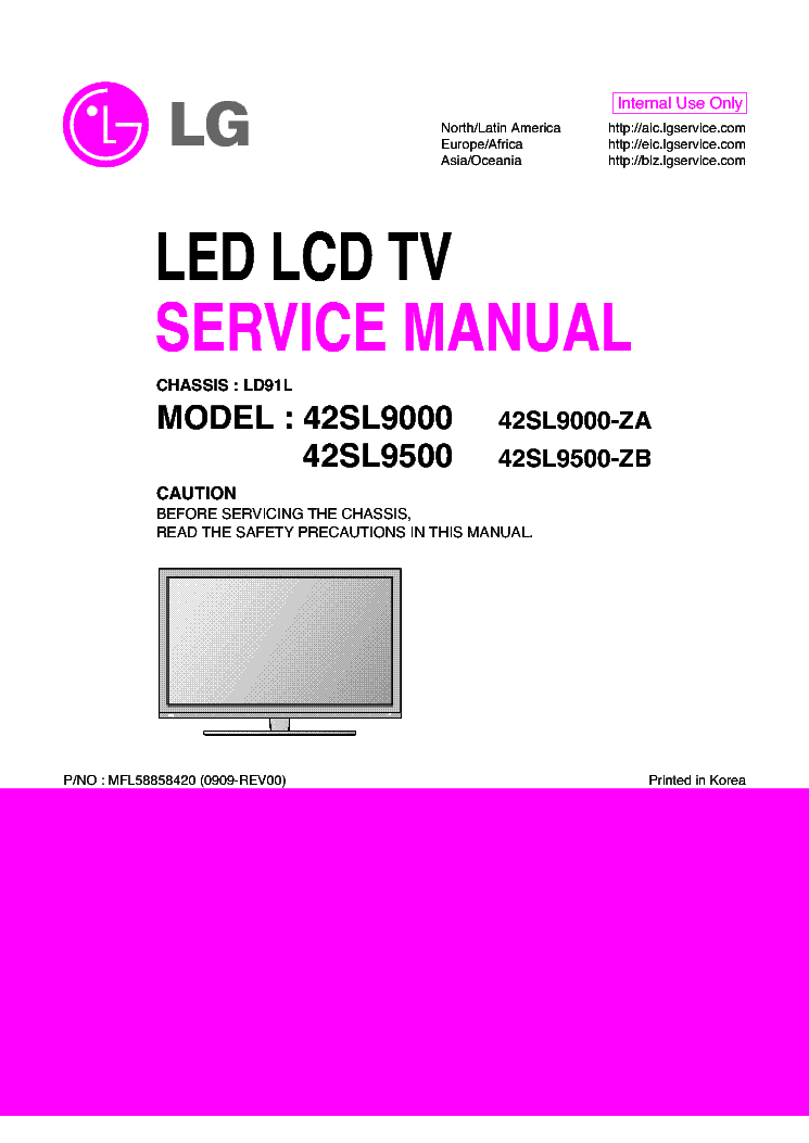 LG 42SL9000 42SL9500 CHASSIS LD91L SM service manual (1st page)
