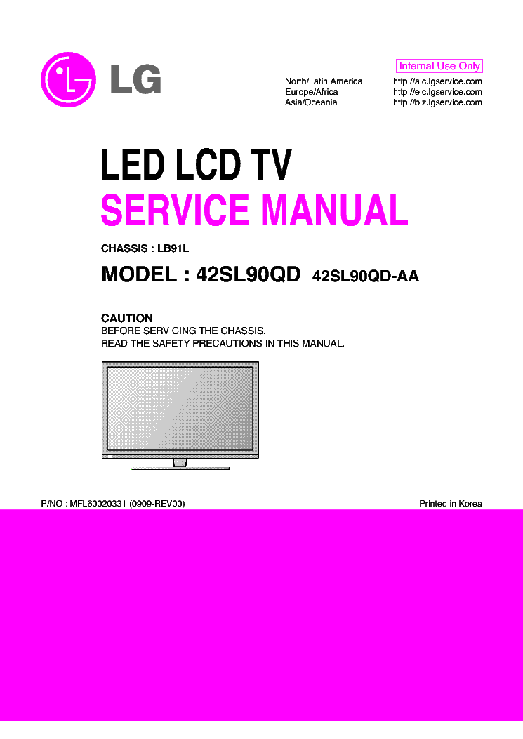 LG 42SL90QD CH LB91L service manual (1st page)