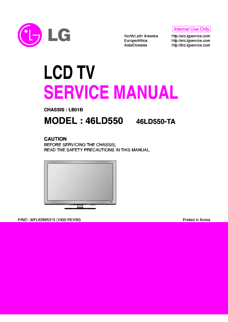 LG 46LD550-TA CHASSIS LB01B service manual (1st page)