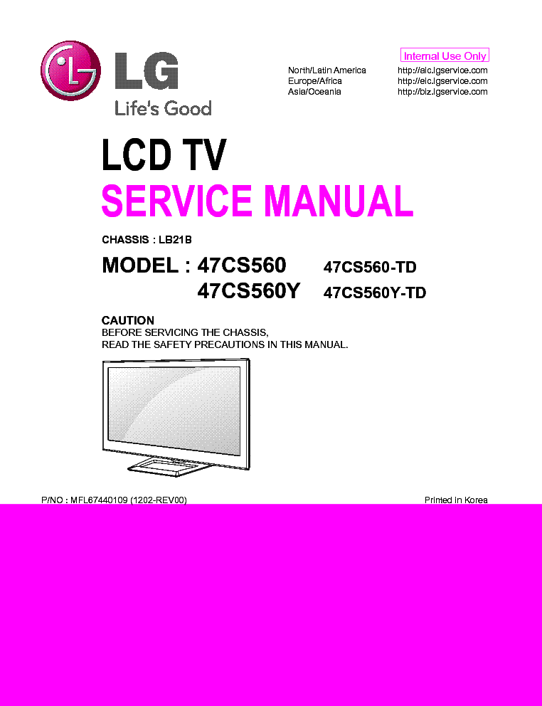 LG 47CS560 560Y service manual (1st page)