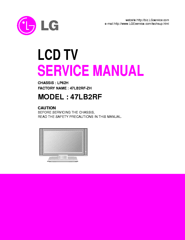 LG 47LB2RF-ZH CHASSIS LP62H service manual (1st page)