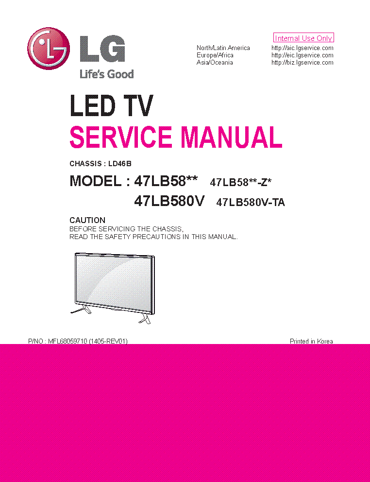 LG 47LB58XX-ZX 47LB580V-TA CHASSIS LD46B REV01 SM service manual (1st page)