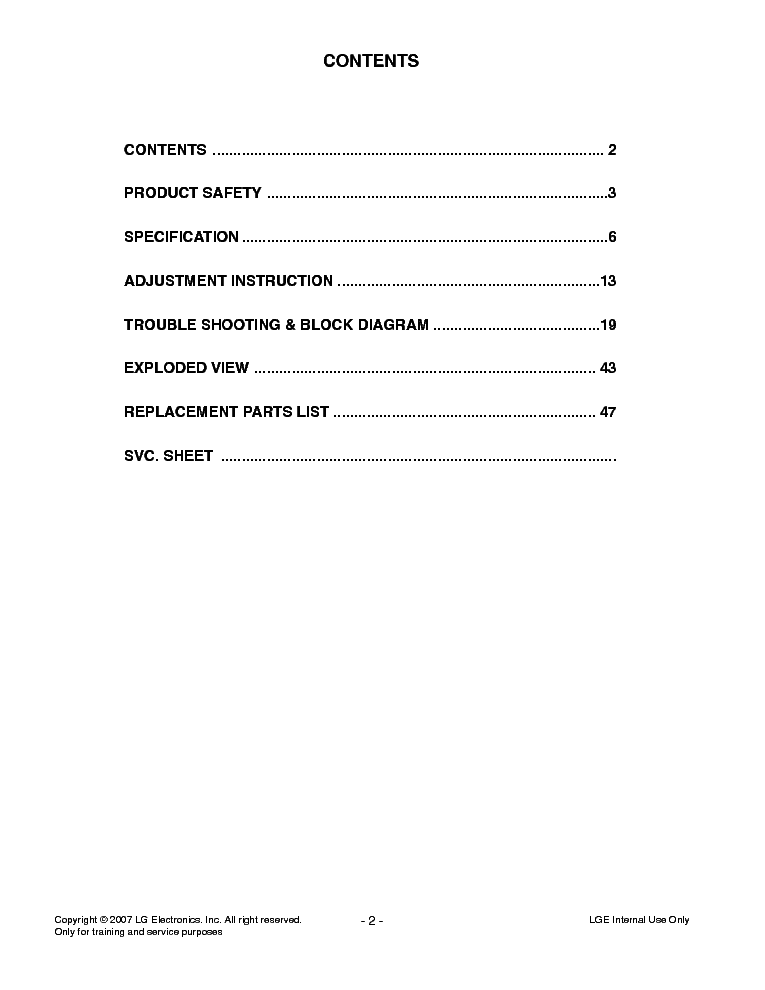 LG 47LB9DF CHASSIS LB75A SM service manual (2nd page)