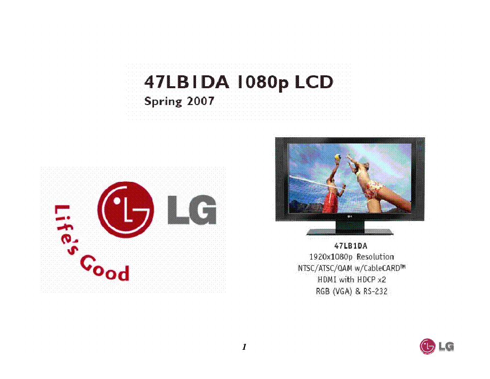 LG 47LBIDA 1080P SM service manual (1st page)