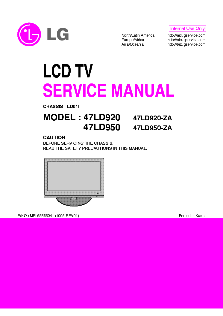 LG 47LD920-ZA 47LD950-ZA CHASSIS LD01I service manual (1st page)