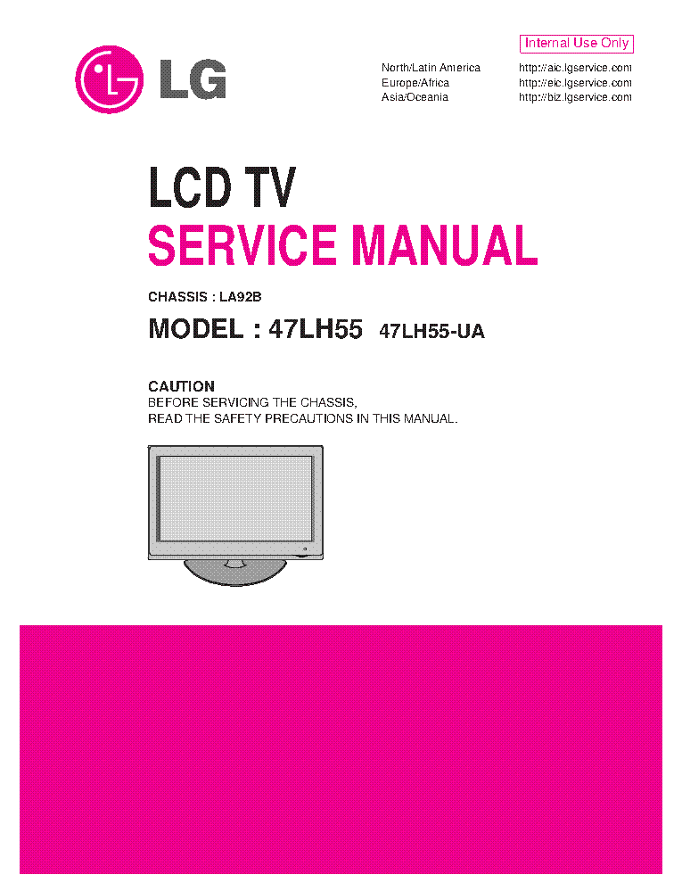 LG 47LH55-UA CHASSIS LA92B MFL58436003 service manual (1st page)