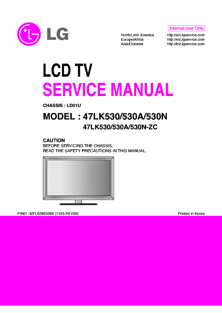 LG 47LK530-530A-530N CHASSIS LD01U MFL62863069 1103-REV00 service manual (1st page)