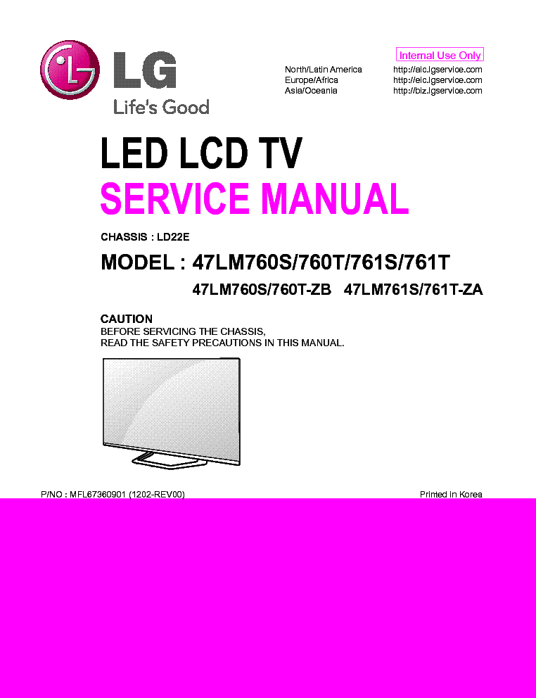 LG 47LM760S-ZB 47LM760T-ZB 47LM761S-ZA 47LM761T-ZA CHASSIS LD22E MFL67360901 1202-REV00 service manual (1st page)