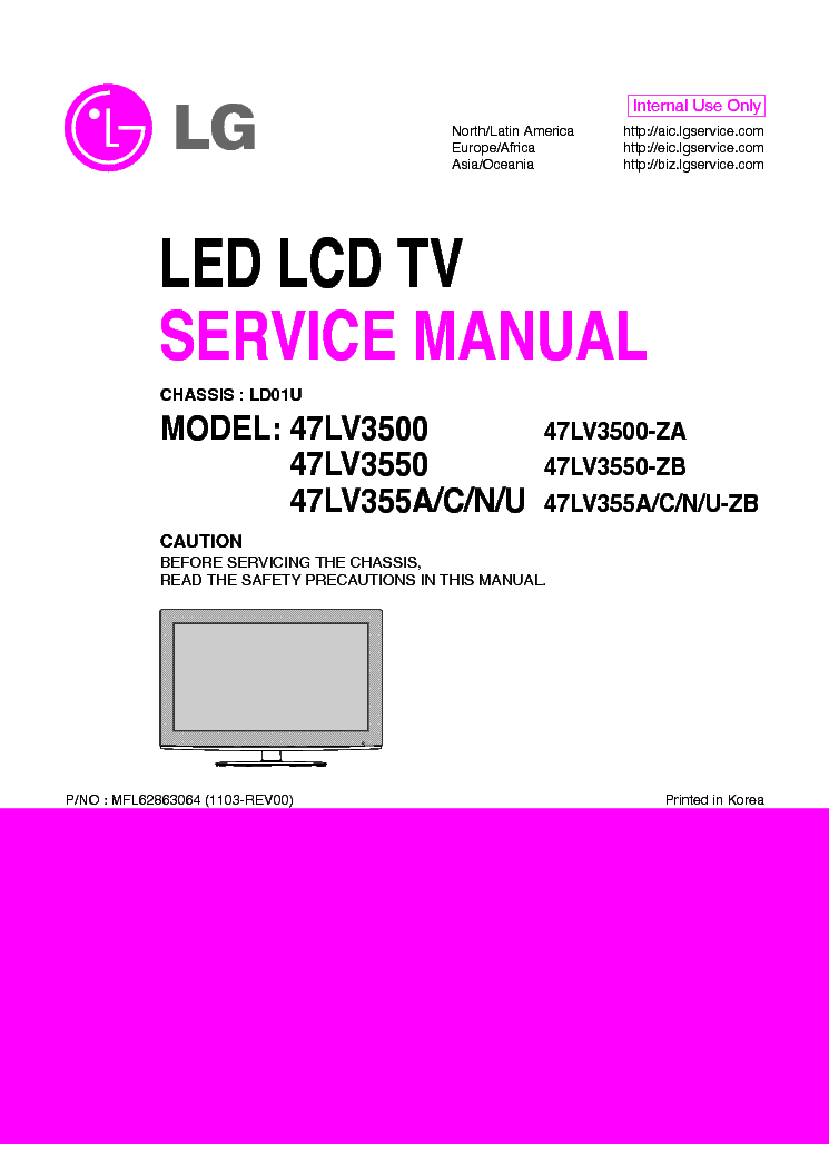LG 47LV3500-ZA 47LV355A-C-N-U-ZB 47LV3550-ZB CHASSIS LD01U service manual (1st page)