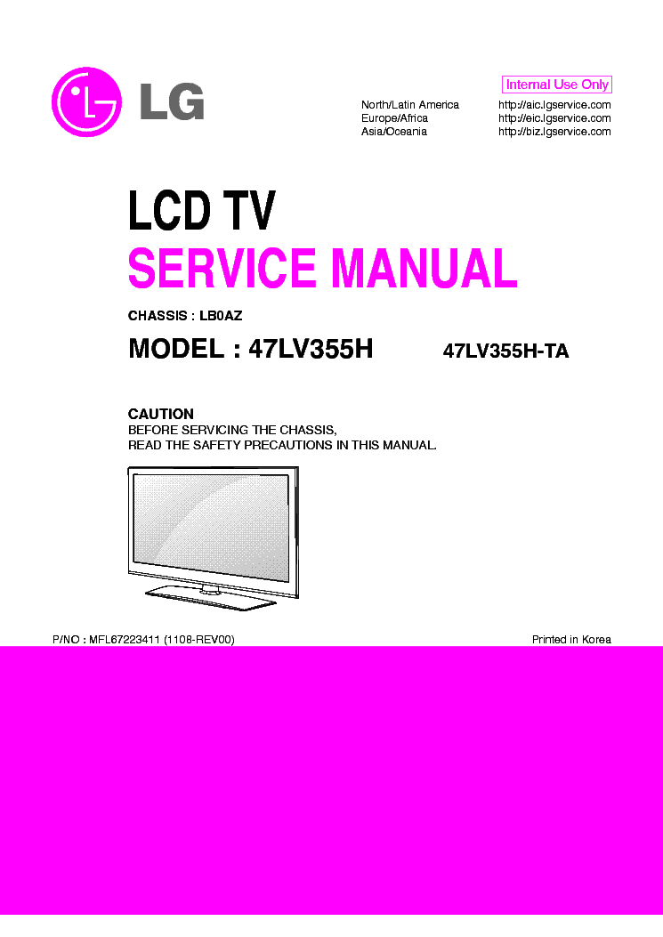 LG 47LV355H-TA CHASSIS LB0AZ service manual (1st page)