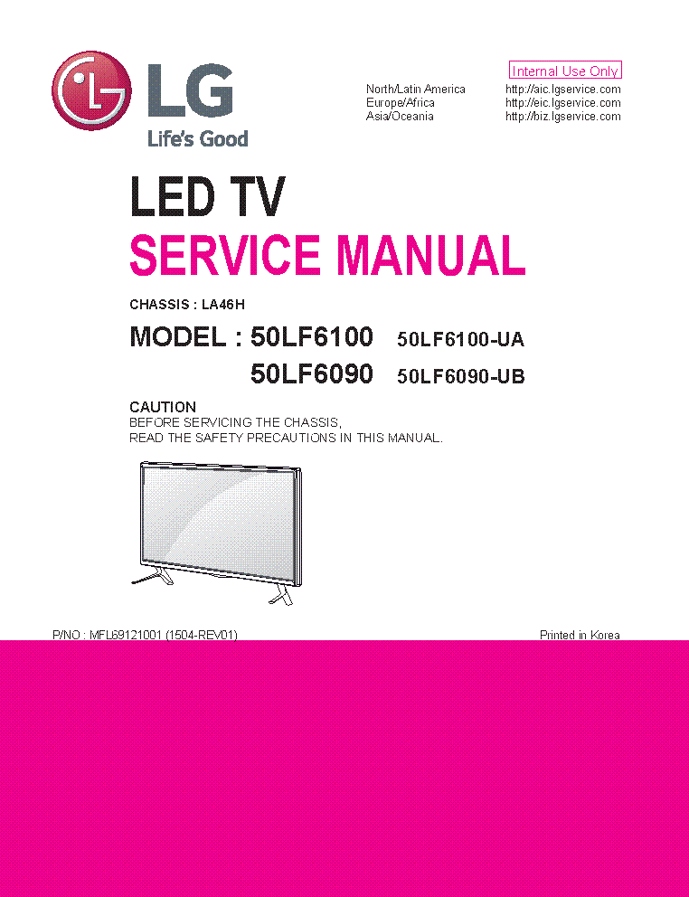 LG 50LF6100-UA 50LF6090-UB CHASSIS LA-46H SM service manual (1st page)