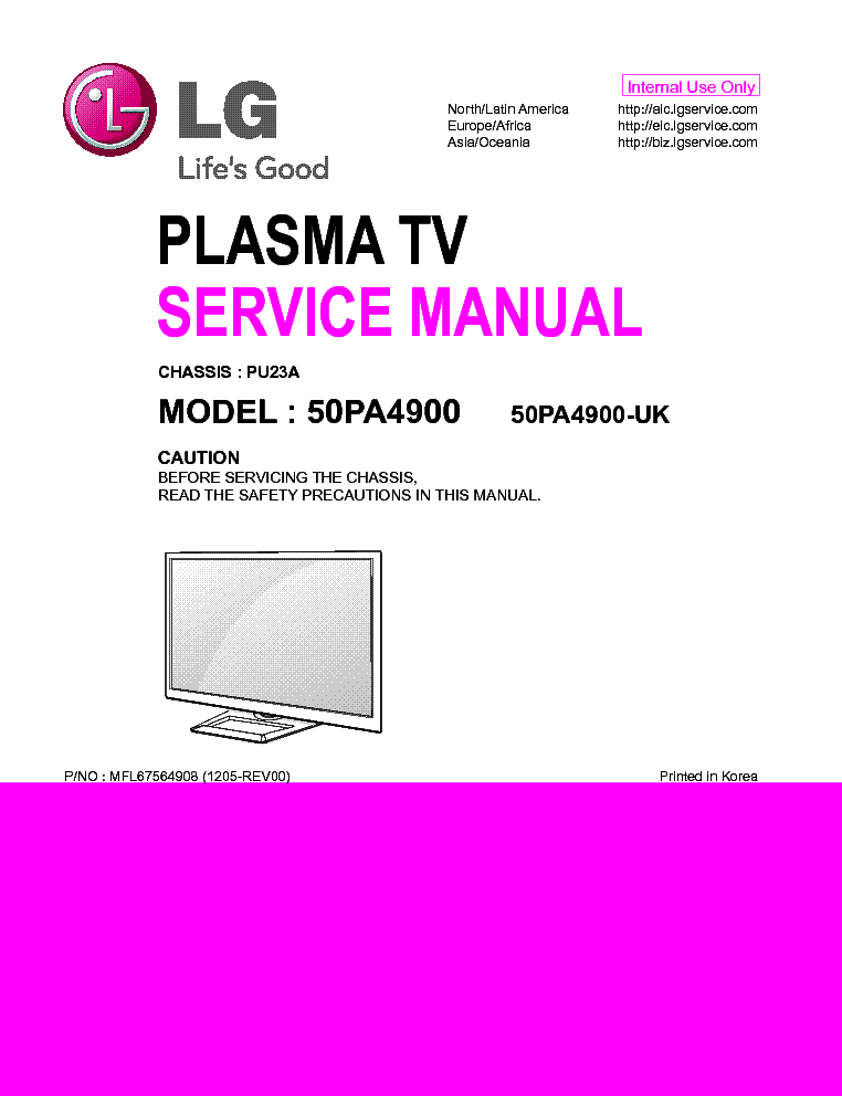 LG 50PA4900-UK CHASSIS PU23A service manual (1st page)
