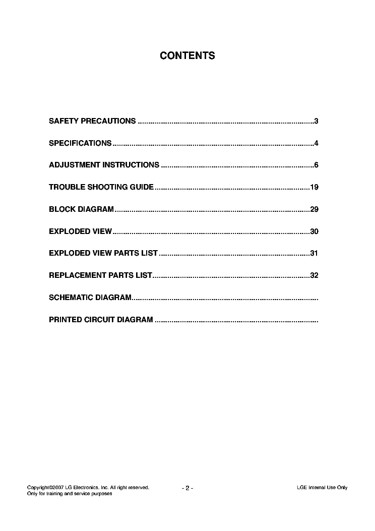 LG 50PB65 ZA CHASSIS PD73A SM service manual (2nd page)