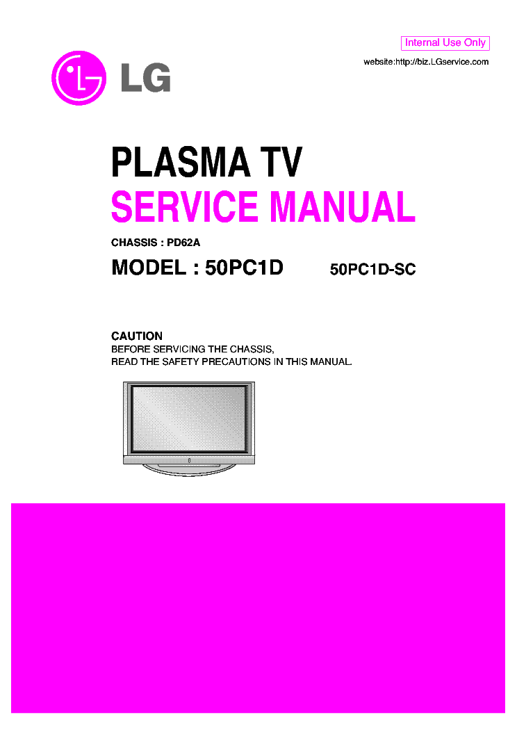 LG 50PC1D SC CHASSIS PD62A service manual (1st page)