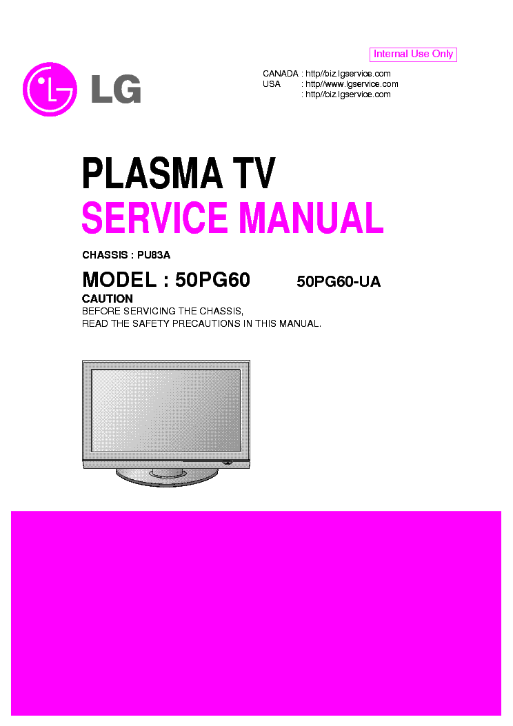 LG 50PG60-UA CHASSIS PU83A service manual (1st page)