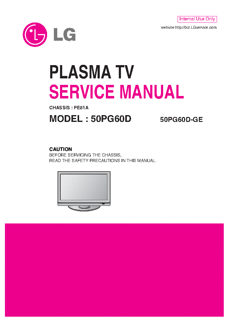 LG 50PG60D-GE PLASMA CHASSIS PE81A SM service manual (1st page)