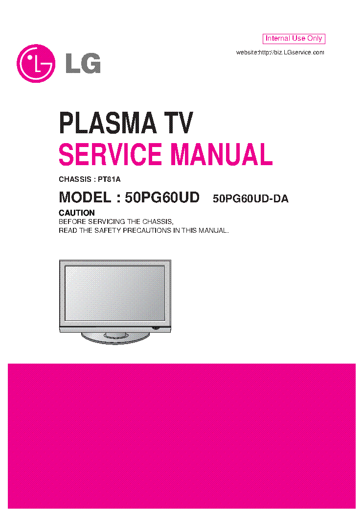 LG 50PG60UD-DA PLASMA CHASSIS PT81A SM service manual (1st page)
