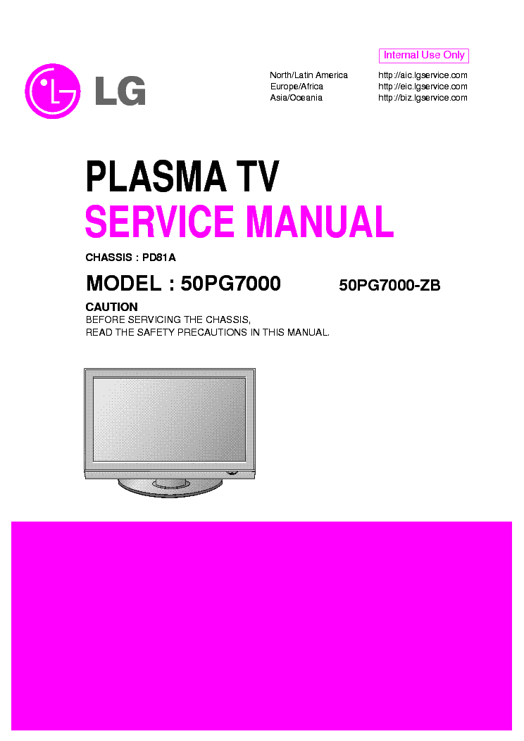 LG 50PG7000 CHASSIS PD81A service manual (1st page)
