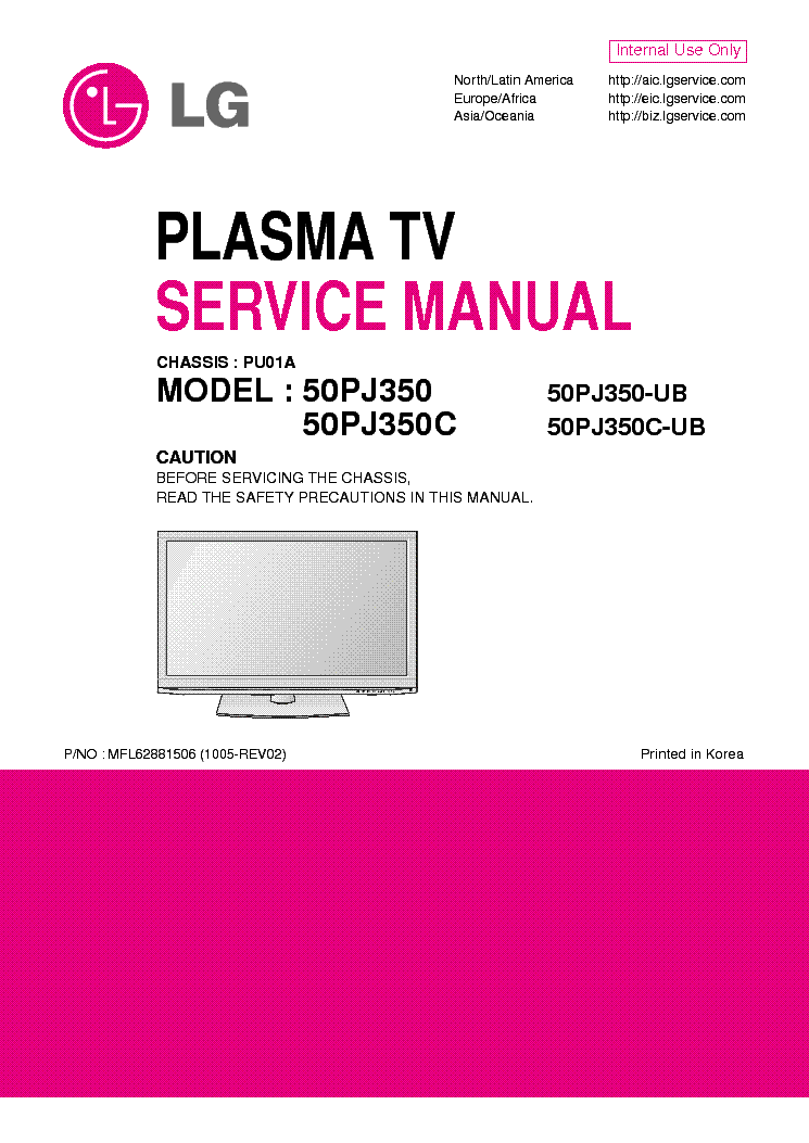 LG 50PJ350-UB 50PJ350C-UB CHASSIS PU01A service manual (1st page)