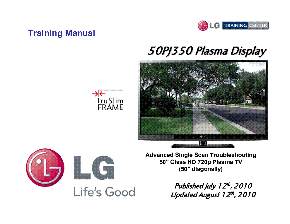 LG 50PJ350 TRAINING MANUAL service manual (1st page)