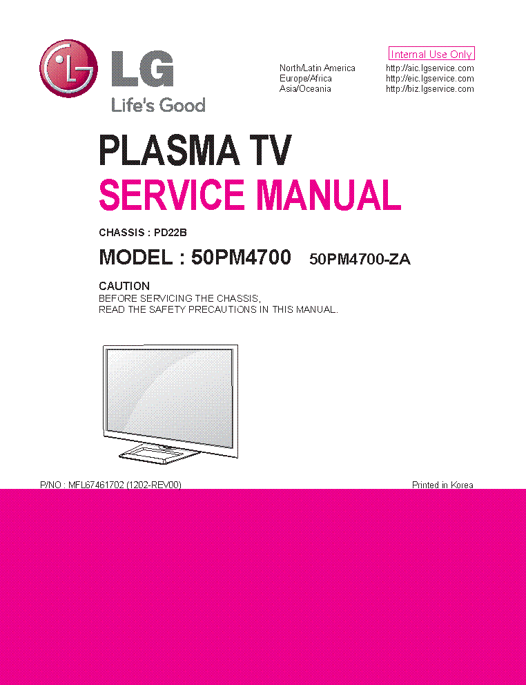 LG 50PM4700-ZA CHASSIS PD22B MFL67461702 1202-REV00 service manual (1st page)