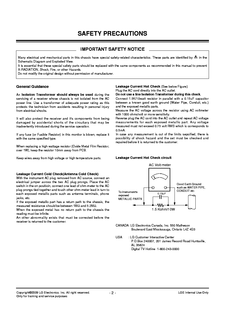 LG 50PQ10 CH PU92B service manual (2nd page)