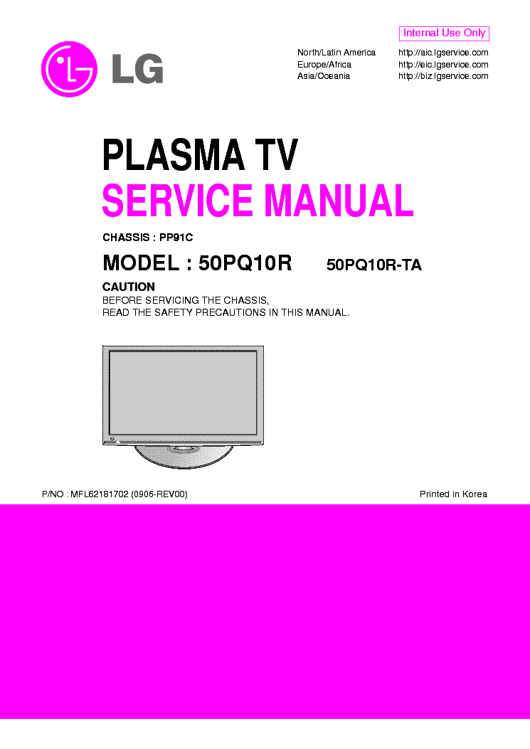 LG 50PQ10R-TA CHASSIS PP91C service manual (1st page)