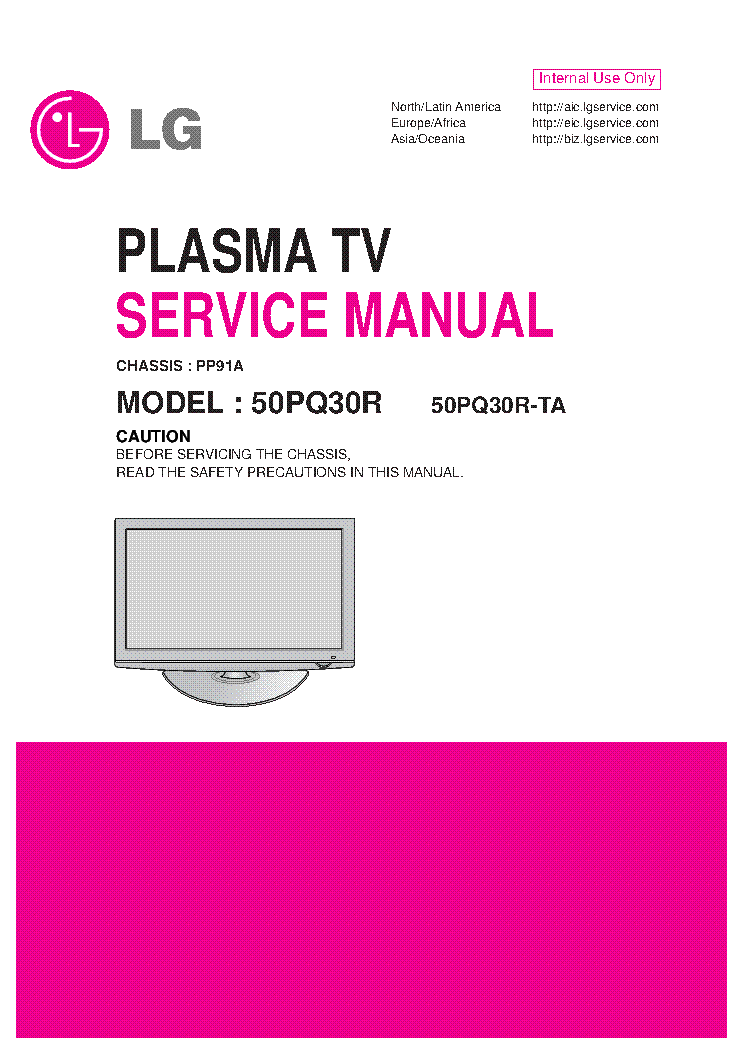 LG 50PQ30R-TA PLASMA CHASSIS PP91A SM service manual (1st page)