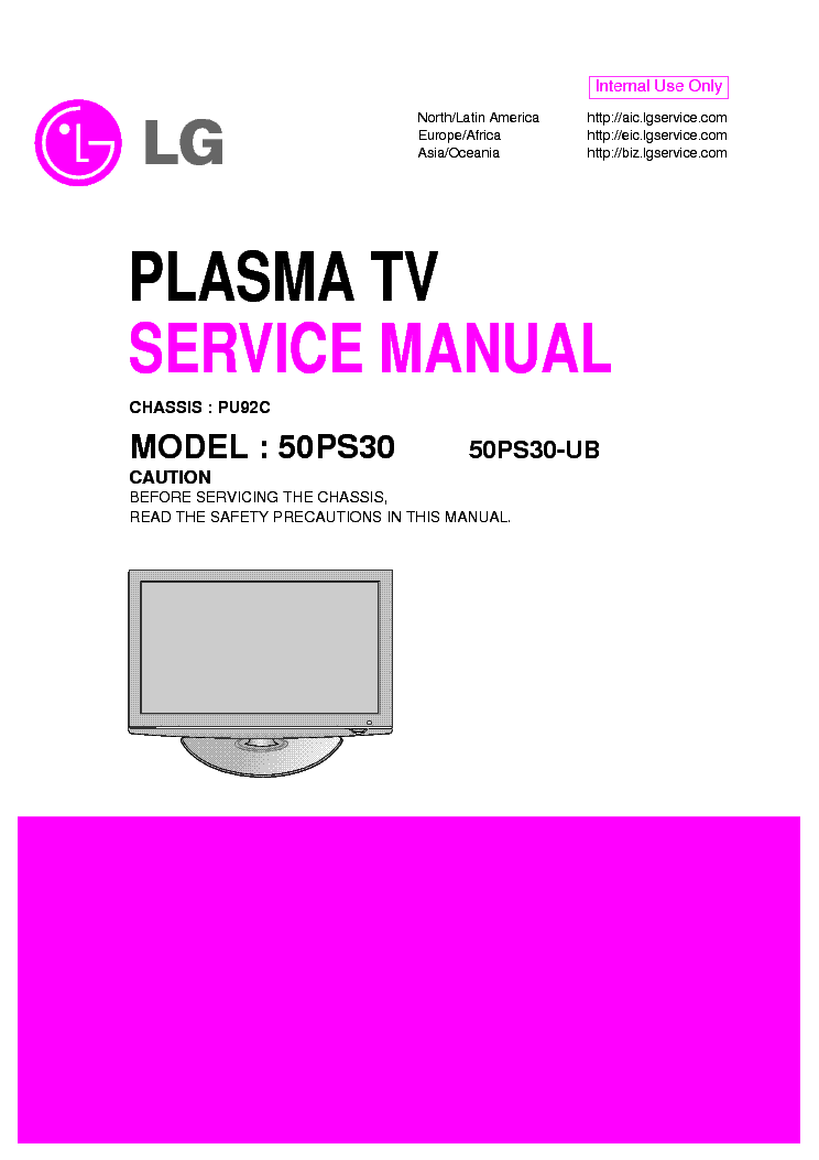 LG 50PS30 50PS30UB CHASSIS PU92C SM service manual (1st page)