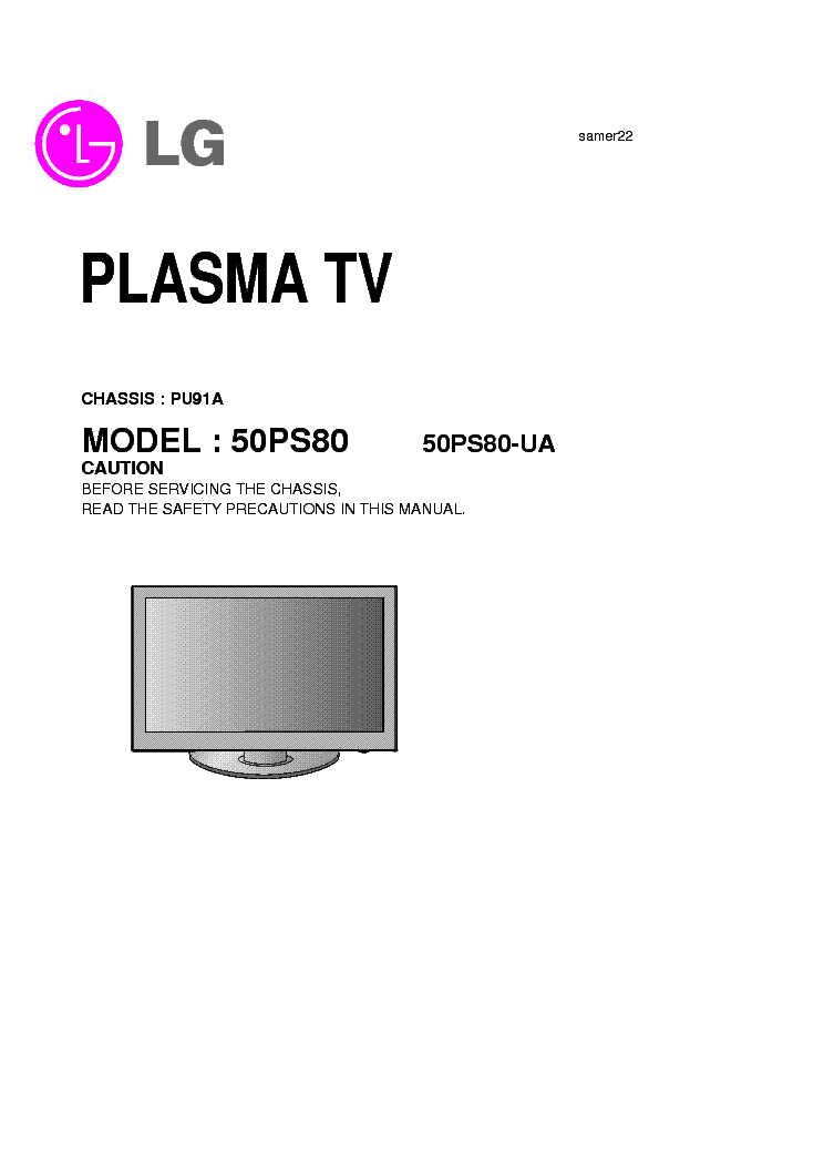 LG 50PS80-UA CHASSIS PU91A EXPLODED SCH service manual (1st page)