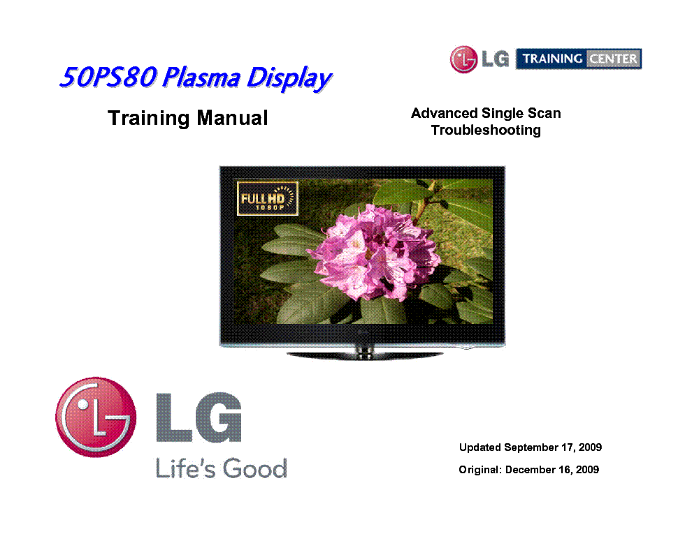 LG 50PS80 TRAINING MANUAL service manual (1st page)