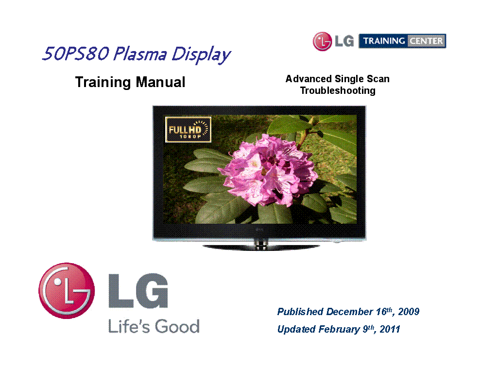 LG 50PS80 UA PLASMA TRAINING PU91A service manual (1st page)