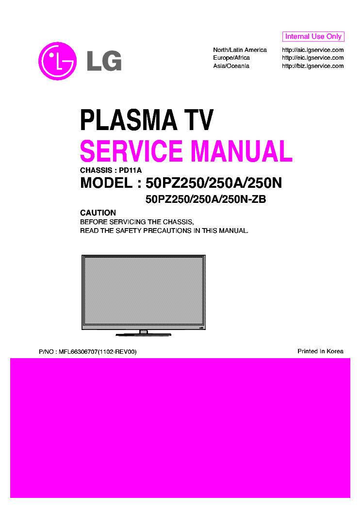LG 50PZ250-ZB 250A-ZB 250N-ZB CHASSIS PD11A service manual (1st page)