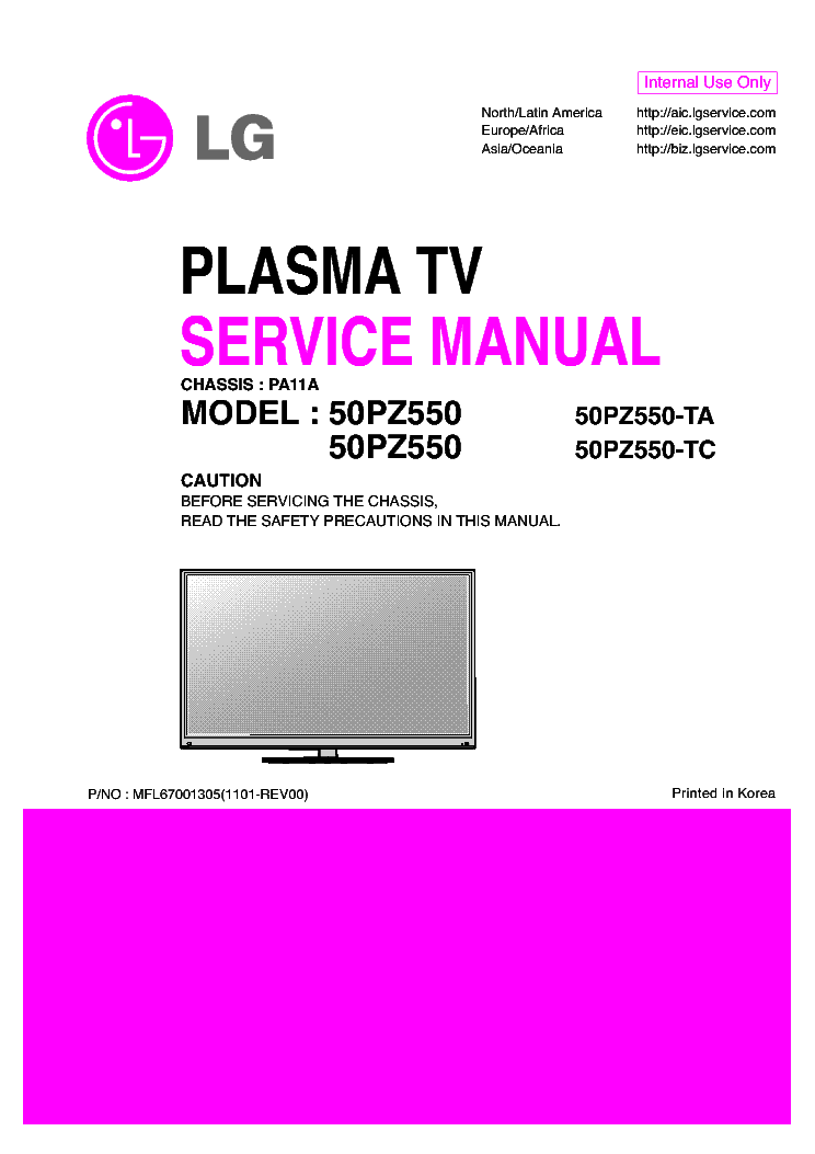 LG 50PZ550-TA 50PZ550-TC CHASSIS PA11A service manual (1st page)