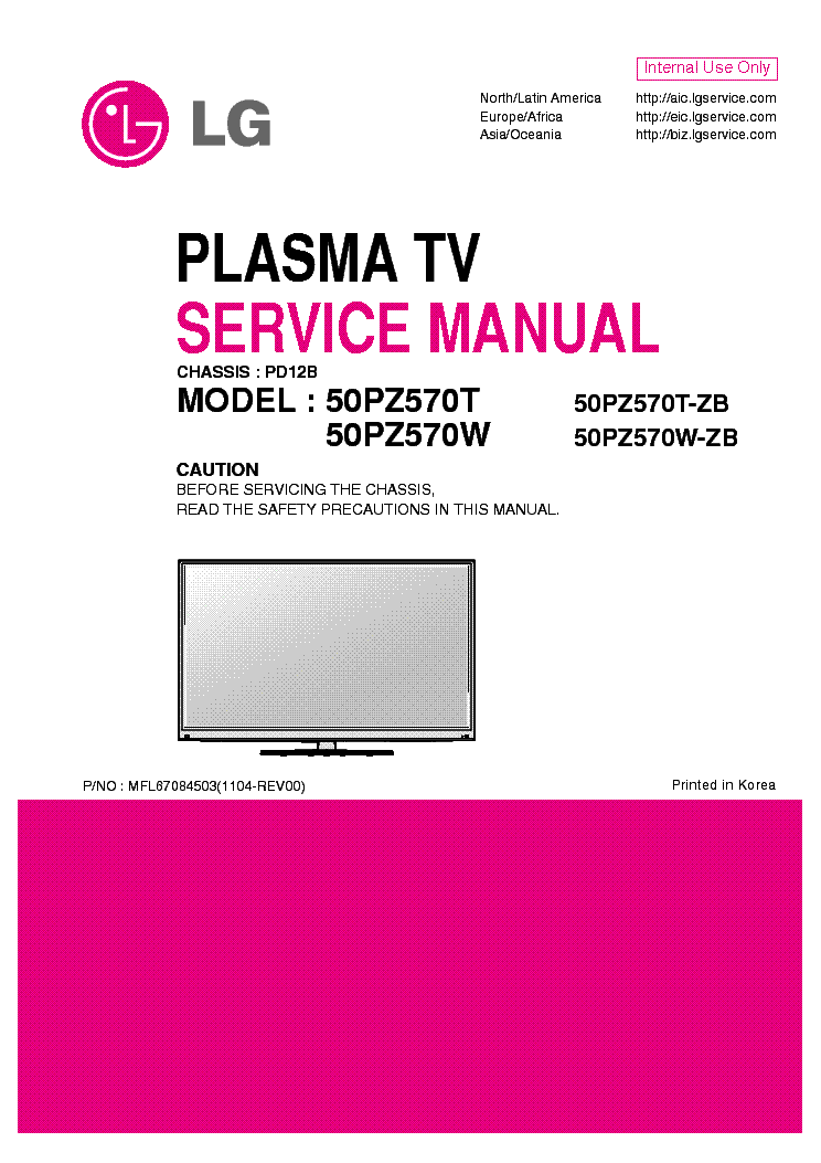LG 50PZ570T-ZB 50PZ570W-ZB CHASSIS PD12B service manual (1st page)