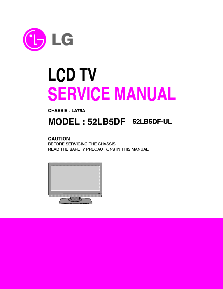 LG 52LB5D CHASSIS LA75A SM service manual (1st page)