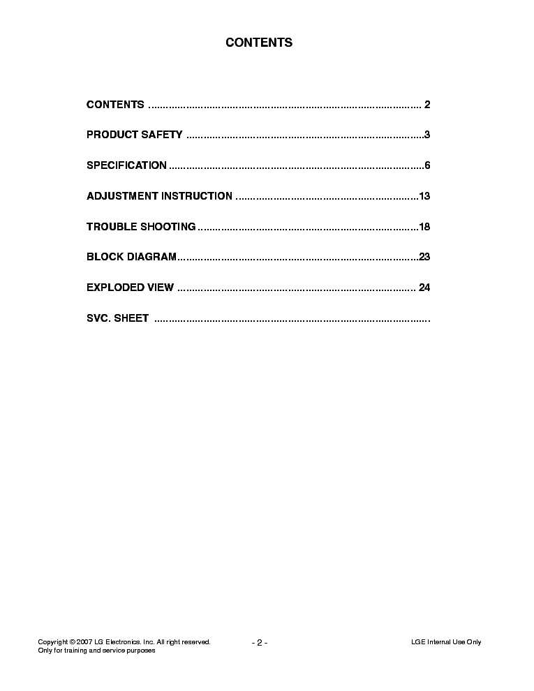 LG 52LB5D CHASSIS LA75A SM service manual (2nd page)