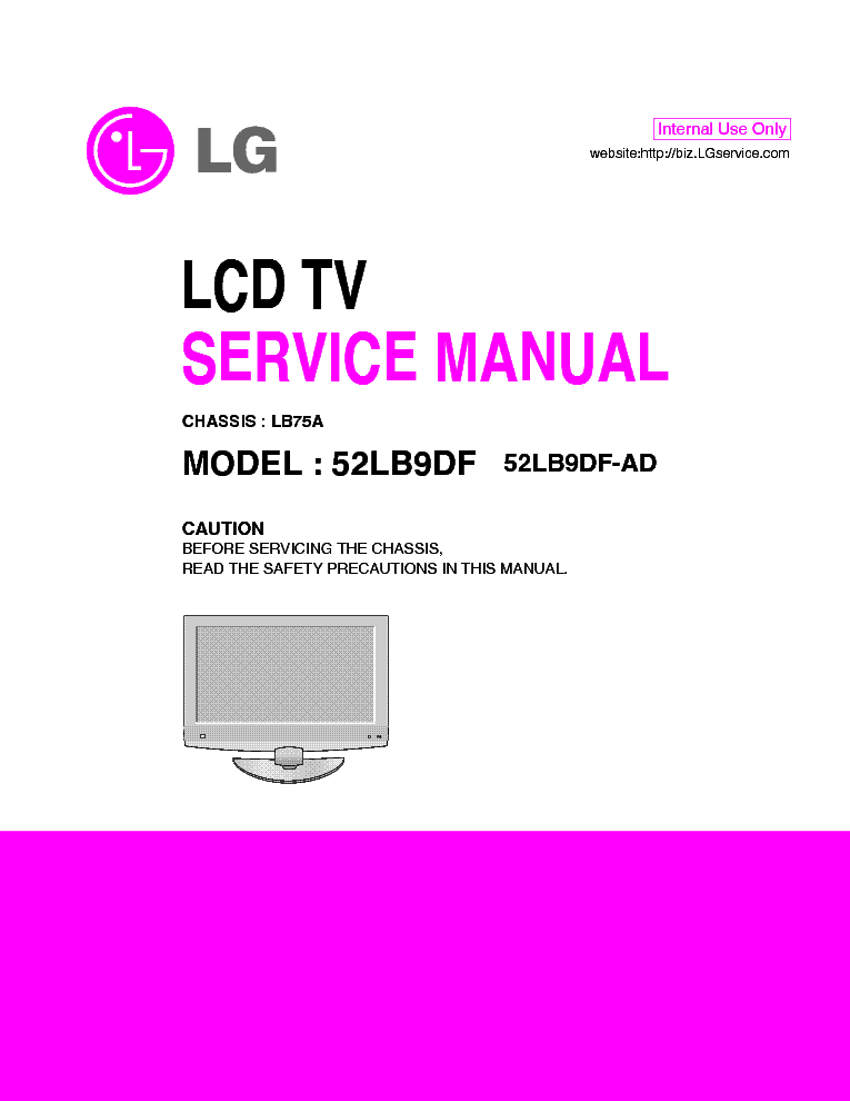 LG 52LB9DF-AD CHASSIS LB75A MFL37923003 service manual (1st page)