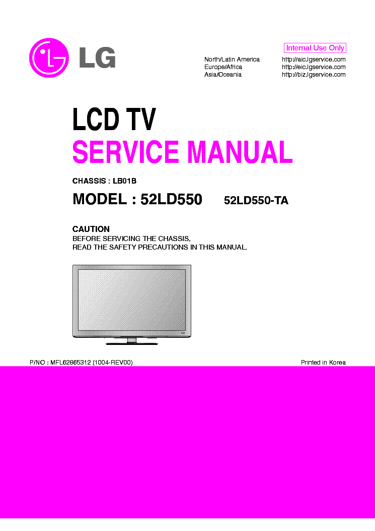 LG 52LD550-TA CHASSIS LB01B service manual (1st page)