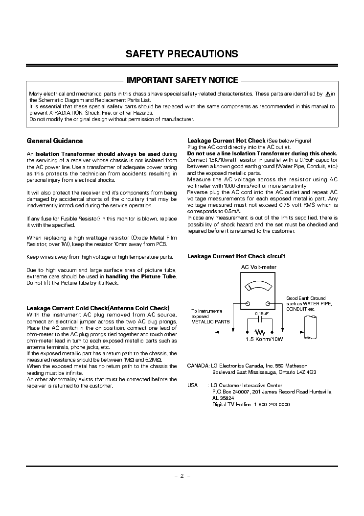 LG 52SX4D service manual (2nd page)