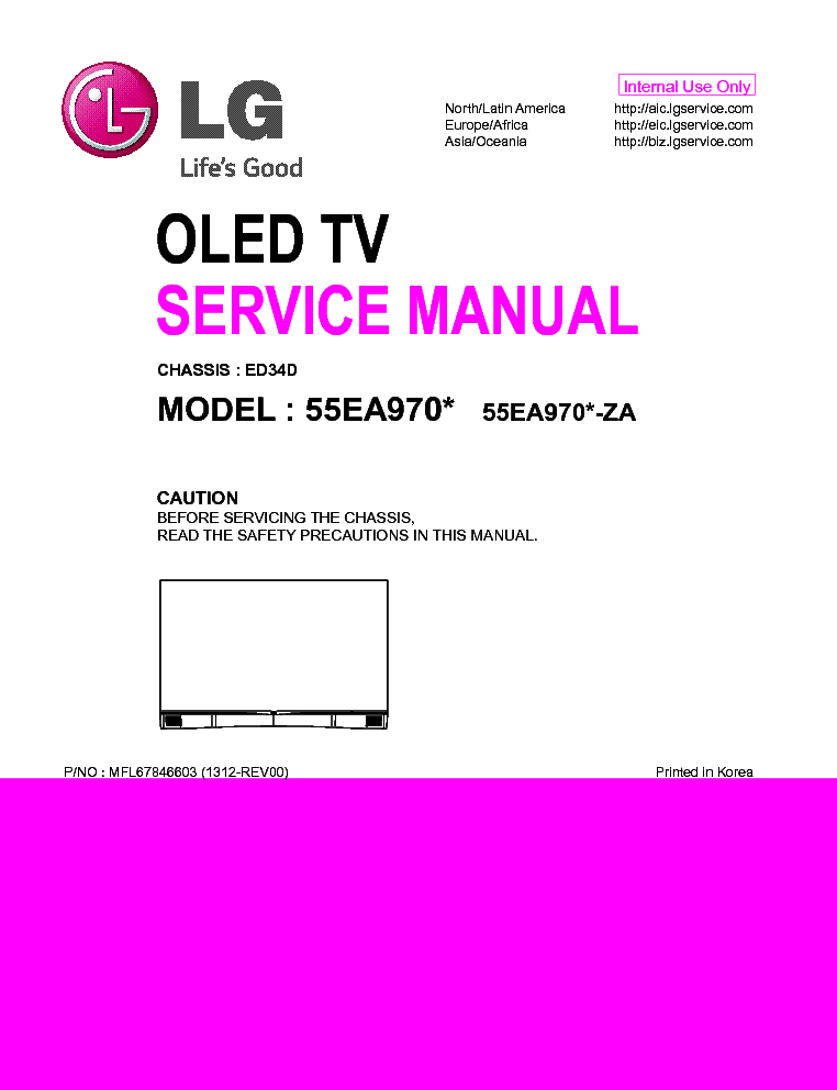 LG 55EA970X-ZA CHASSIS ED34D MFL67846603 1312-REV00 service manual (1st page)