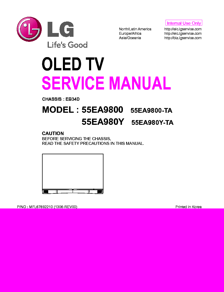 LG 55EA9800-TA 55EA980Y-TA CHASSIS EB34D service manual (1st page)