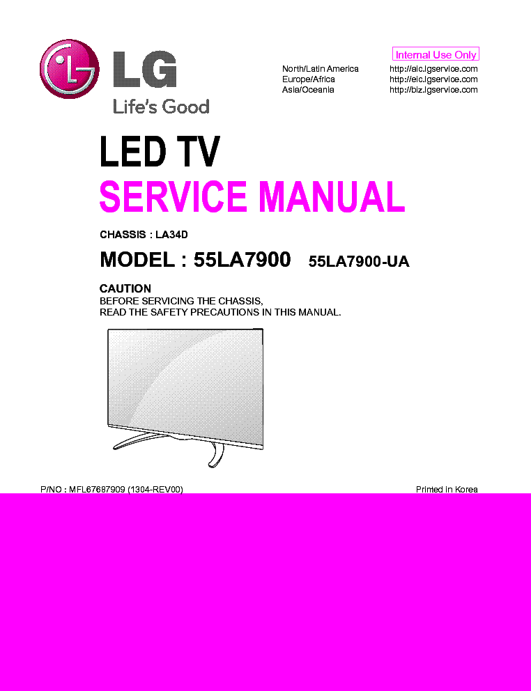 LG 55LA7900 UA CHASSIS LA34D SM service manual (1st page)