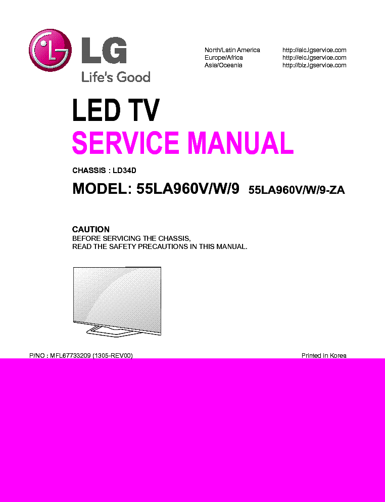 LG 55LA960V-ZA 55LA960W-ZA CHA REV00 service manual (1st page)