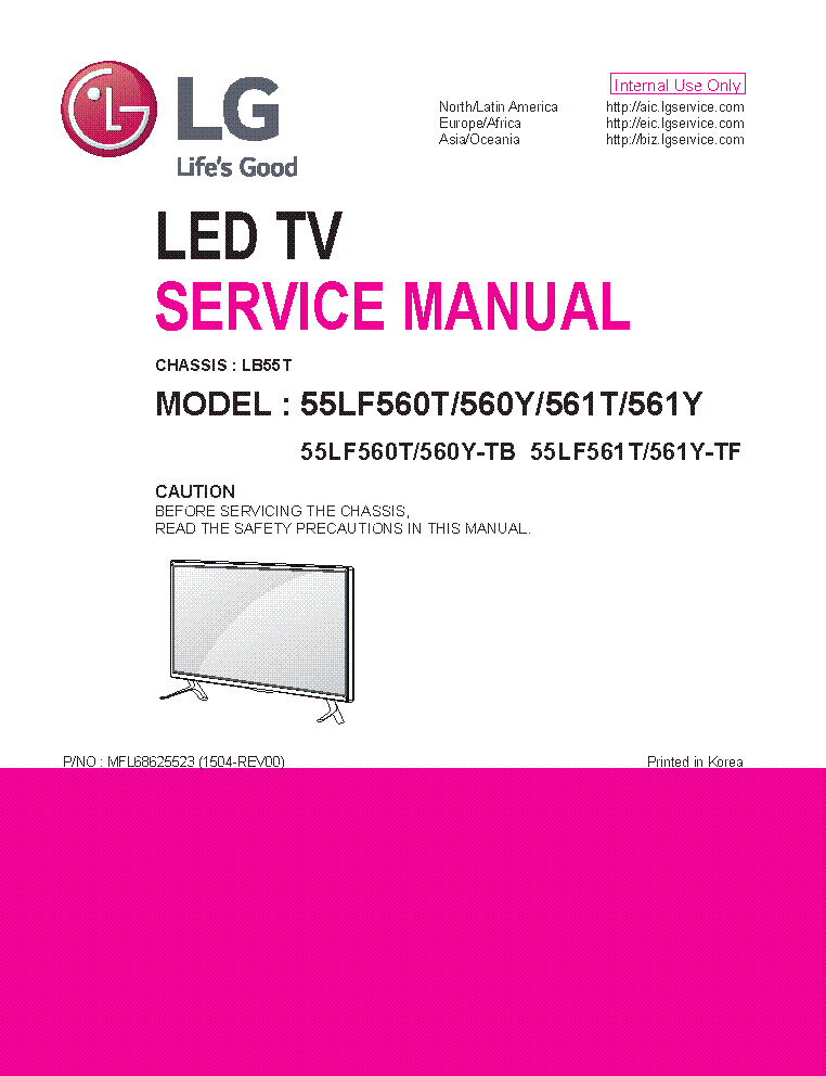 LG 55LF560T,560Y-TB 55LF561T,561Y-TF CHASSIS LB55T 1504-REV00 SM service manual (1st page)