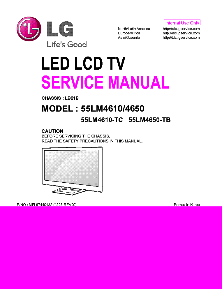 LG 55LM4610-TC 55LM4650-TB CH.LB21B service manual (1st page)