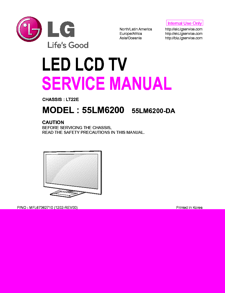 LG 55LM6200-DA CHASSIS LT22E MFL67362710 1202-REV00 service manual (1st page)