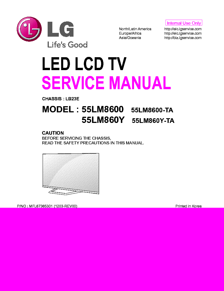 LG 55LM8600-TA 55LM860Y-TA CH.LB23E service manual (1st page)