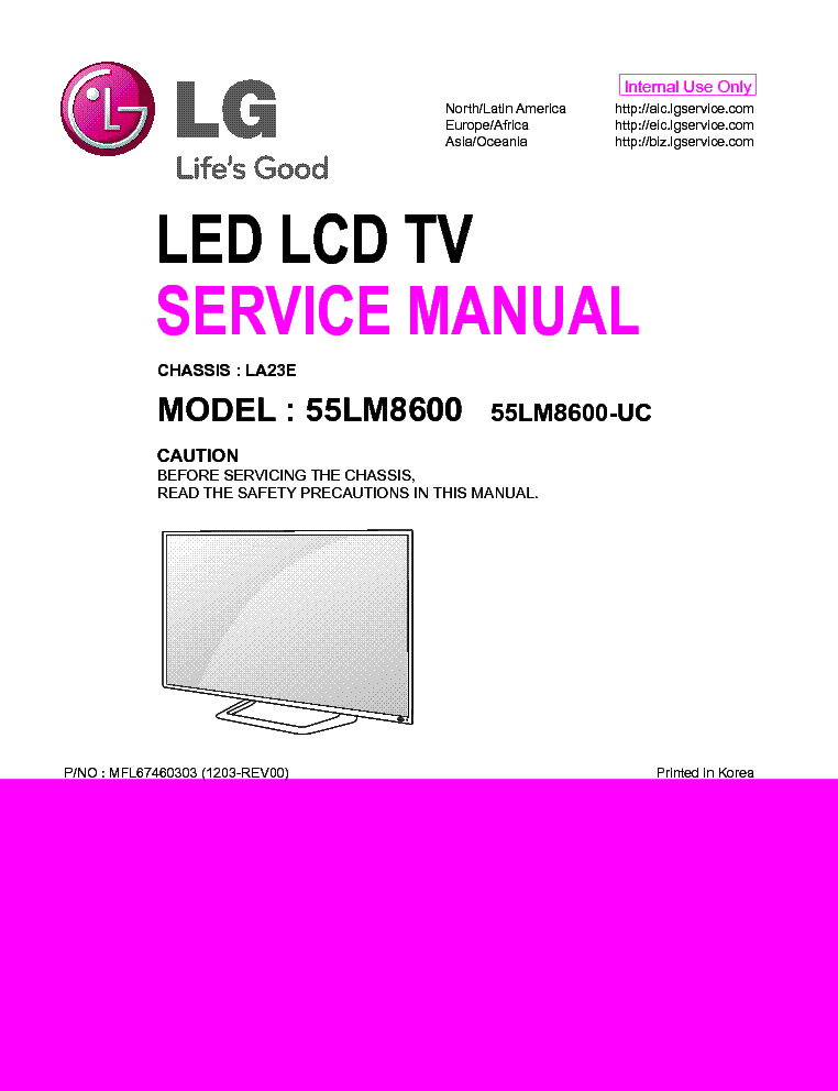 LG 55LM8600-UC CH.LA23E service manual (1st page)